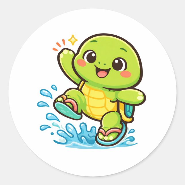 Flip-Flop-Splash Runder Aufkleber (Vorderseite)