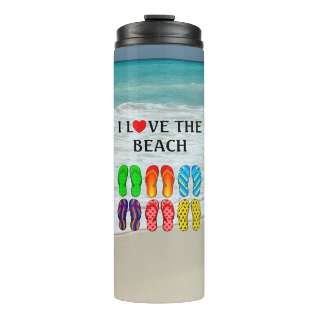 Flip-Flops Beach-Liebe Thermosbecher (Vorderseite)