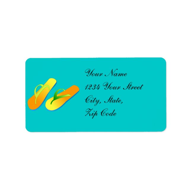 Flip Flops Beach Wedding Address Labels Adressaufkleber (Vorne)