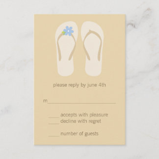 Flip Flops Beach Wedding Cartes RSVP - Bleu