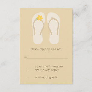 Flip Flops Beach Wedding RSVP Cards - Gelb Karte
