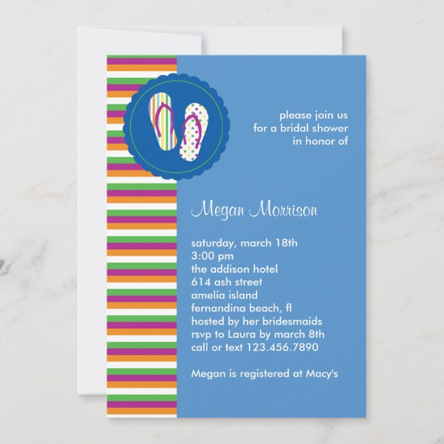 Flip Flops Bridal Dusche Einladung (Vorderseite)