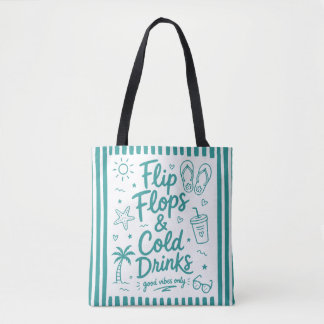 Flip Flops & Cold Drinks Sommer-Strandtasche Tasche