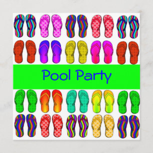 Flip Flops colorés Pool Party Invitation