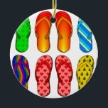 Flip Flops farbenfrohe Fun Beach Thema Sommergesch Keramikornament<br><div class="desc">Flip Flops farbenfrohe Fun Beach Thema Sommergeschenke</div>