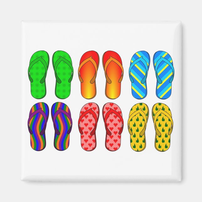 Flip Flops farbenfrohe Fun Beach Thema Sommergesch Magnet (Vorne)