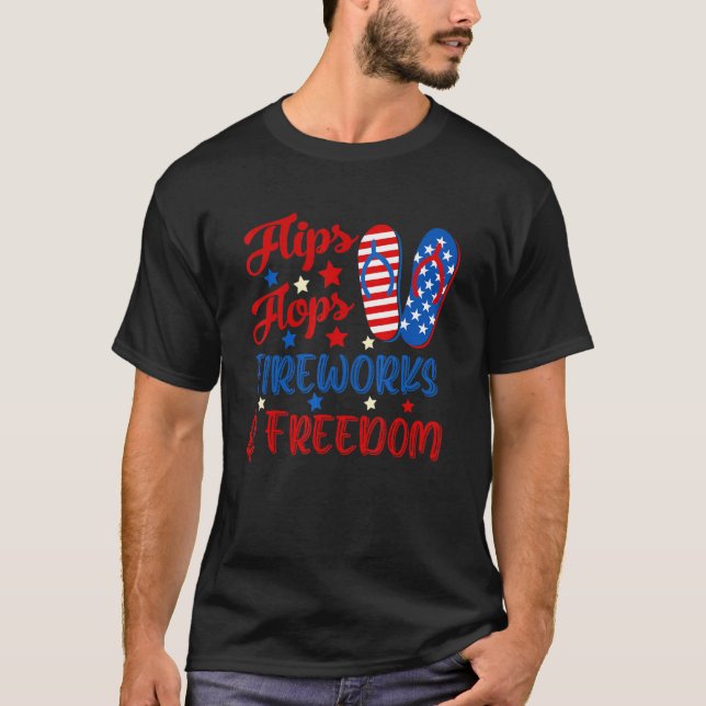 Flip Flops Feuerwerke und Freiheit 4. Juli 3. T-Shirt (Vorderseite)