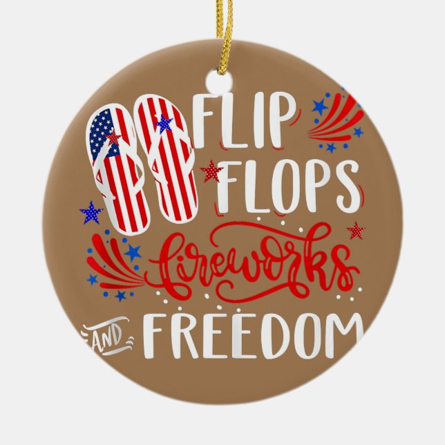 Flip Flops Feuerwerke und Freiheit 4. Juli Keramik Ornament (Vorne)