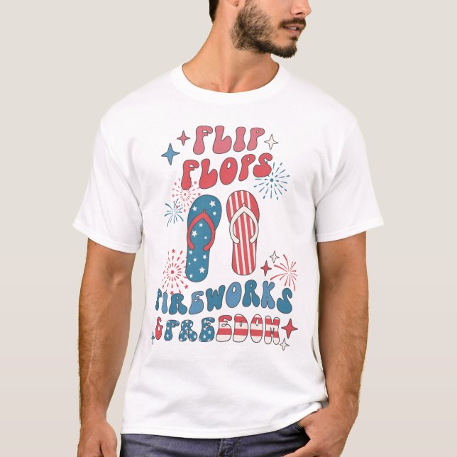 Flip Flops Fireworks Freedom T-Shirt (Vorderseite)