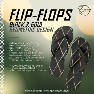 Flip Flops für Schwarz und Gold Geometric