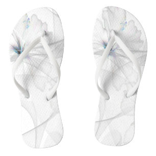 Flip Flops für Women Veil Covered White Hibiskus