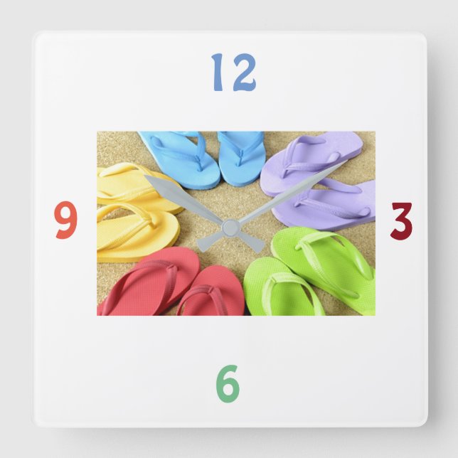 ***FLIP FLOPS GALORE*** SCHLIESSEN QUADRATISCHE WANDUHR (Vorderseite)
