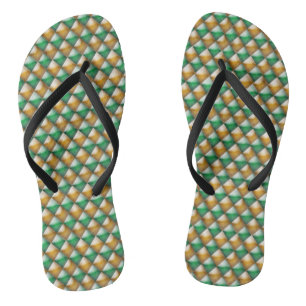 Flip Flops - Green und Gold Diamond Shapes