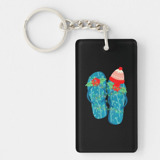 Flip Flops Hawaiian Xmas Sommerurlaub Schlüsselanhänger (Vorderseite)
