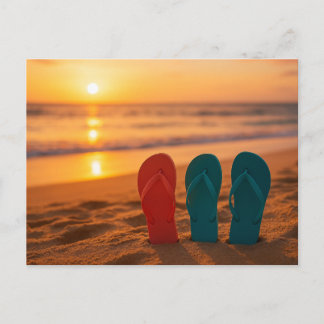 Flip Flops im SandPostkarte Postkarte