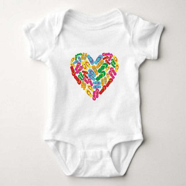 flip flops in heart shape baby strampler (Vorderseite)