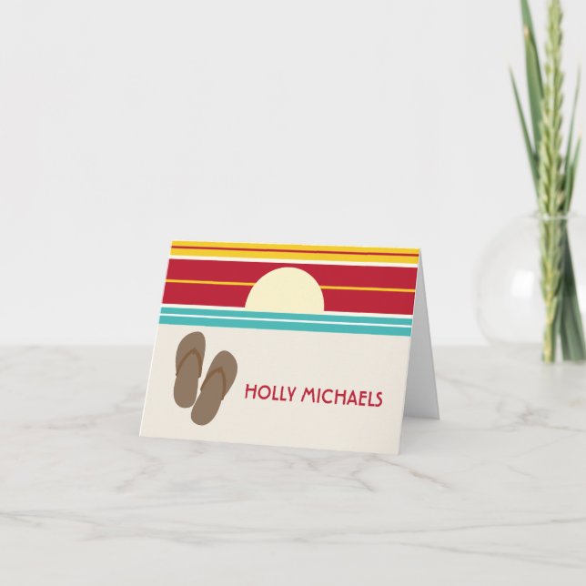 Flip Flops & les années 70 Carte pour notes Sunset (Devant)