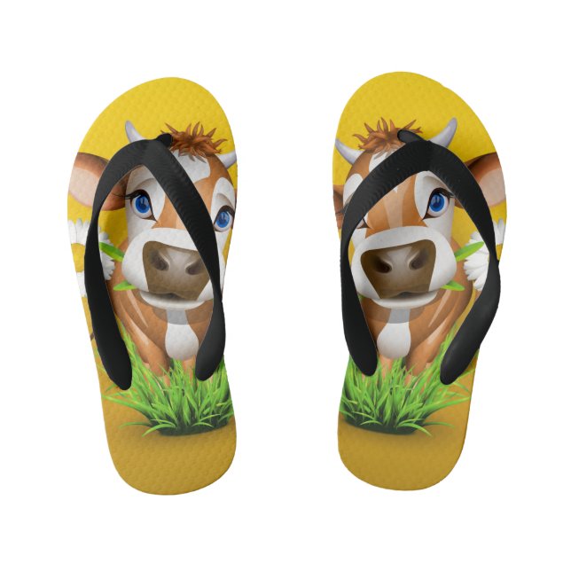 Flip Flops mit Jersey Kuh über gelb (Fußbett)