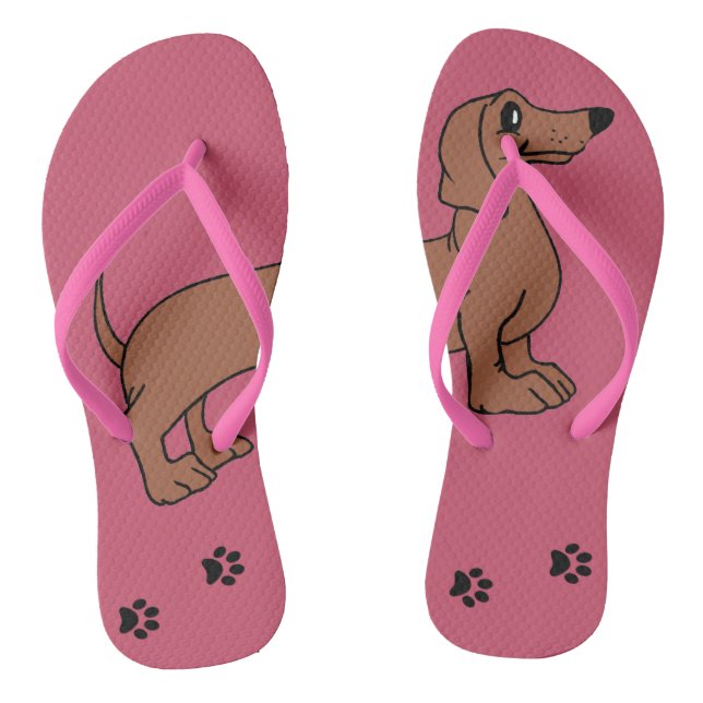 Flip-Flops mit Niedlicher Dackel in Rosa Flip Flops (Fußbett)