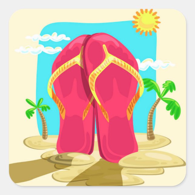 Flip Flops Quadratischer Aufkleber (Vorderseite)