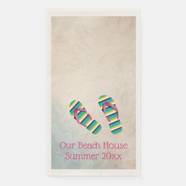 Flip Flops Sand Beach Design Gästetuch Serviette (Vorderseite)