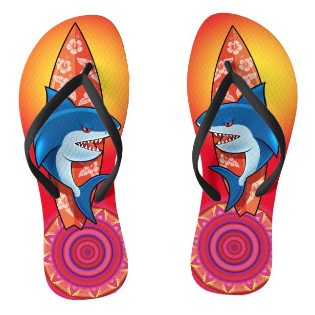 Flip Flops Shark surfen Hippy Boho Reds (Fußbett)