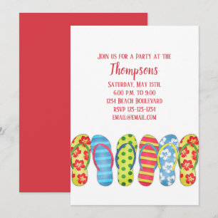 Flip Flops Strand tropisches farbiges Party Einladung