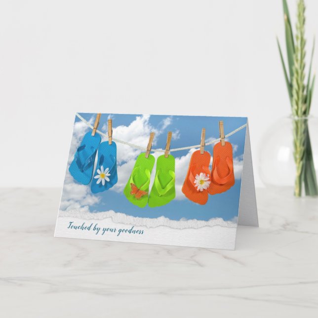 Flip-flops sur Carte de remerciements Clothesline (Devant)