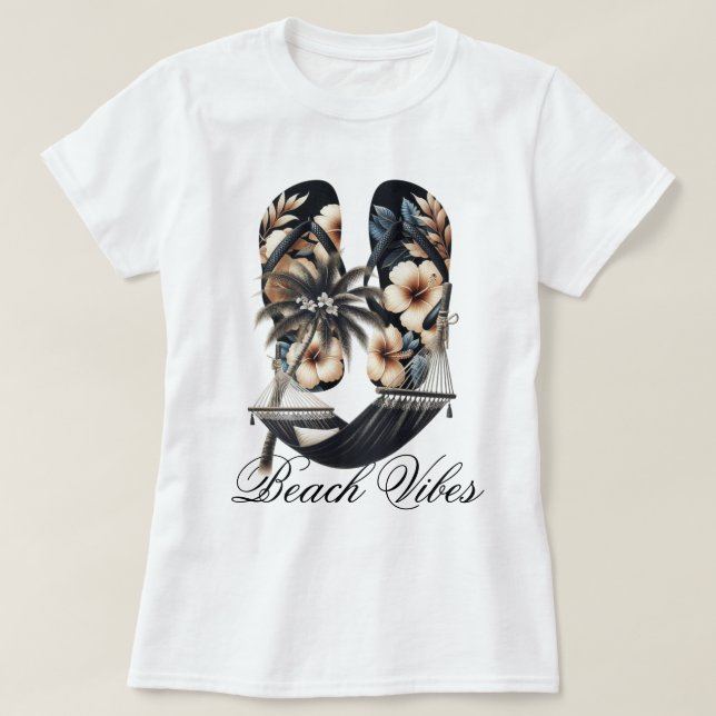 Flip Flops und Hängematten Beach Vibes T-Shirt (Design vorne)