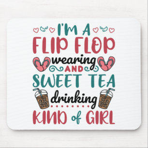 Flip Flops und Sweet Tea Art Girl Mousepad