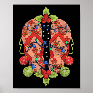 Flip Flops Weihnachtsbeleuchtung Sommer Tropical W Poster