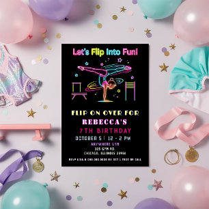 Flip On Over Fun Neon Glow Geburtstag Turnen Einladung