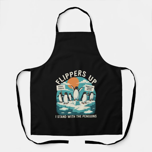 Flippern hoch Ich stehe mit Pinguinen Funny Reside Schürze (Vorderseite)