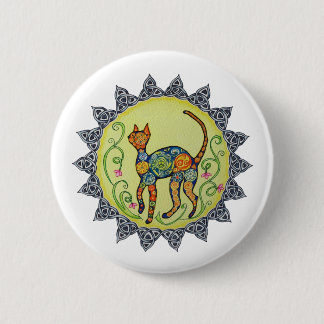 Flippig, Paisley, keltische Katzen-Mandala Button