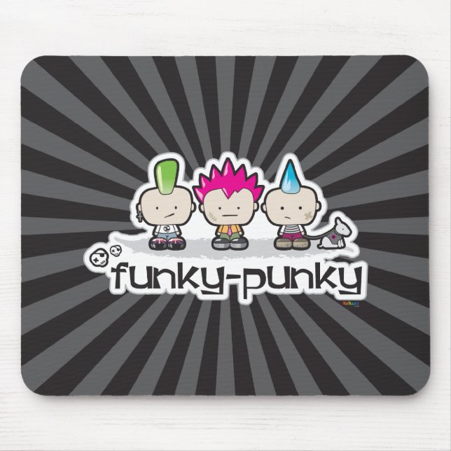 Flippig-Punky schwarzes Mousepad (Vorne)