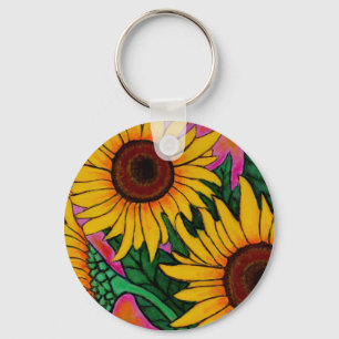 Flippige Blumensonnenblume-Schlüsselkette Schlüsselanhänger