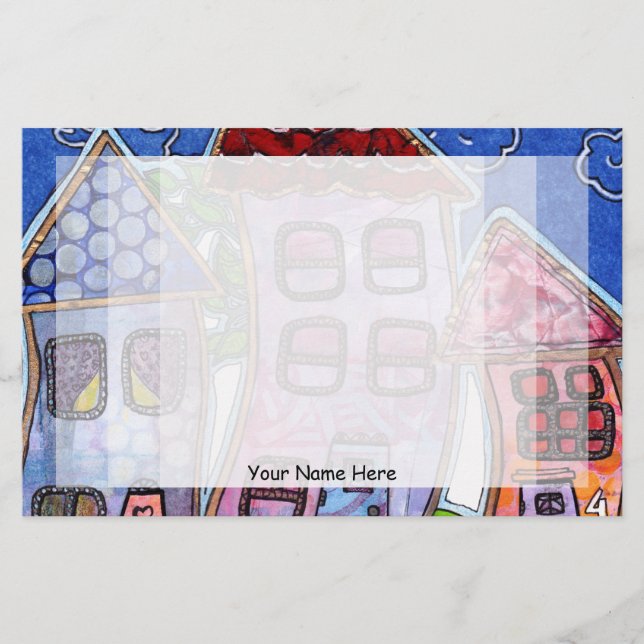 Flippige bunte Häuser Briefpapier (Vorderseite)