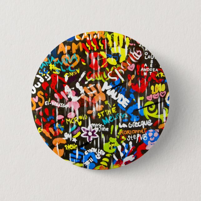 flippige Graffitis Button (Vorderseite)