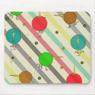 Flippige Vögel gestreiftes Mousepad