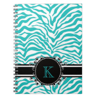 Flippiger blauer Zebra-Druck mit Band-Monogramm