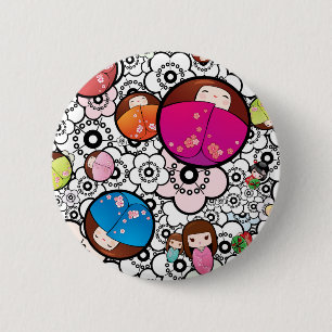 Flippiger Japaner Kokeshi Puppenknopf Button