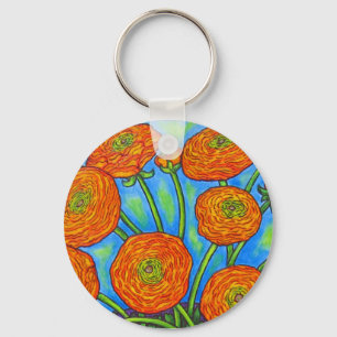 Flippiger Ranunculus-Blumenstrauß-Schlüsselkette Schlüsselanhänger