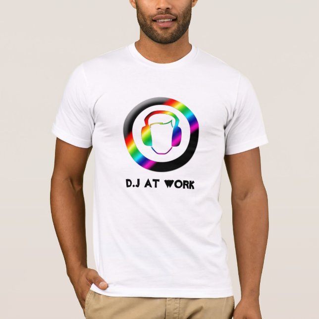 Flippiger Regenbogen D.J AN ARBEIT T-Shirt (Vorderseite)