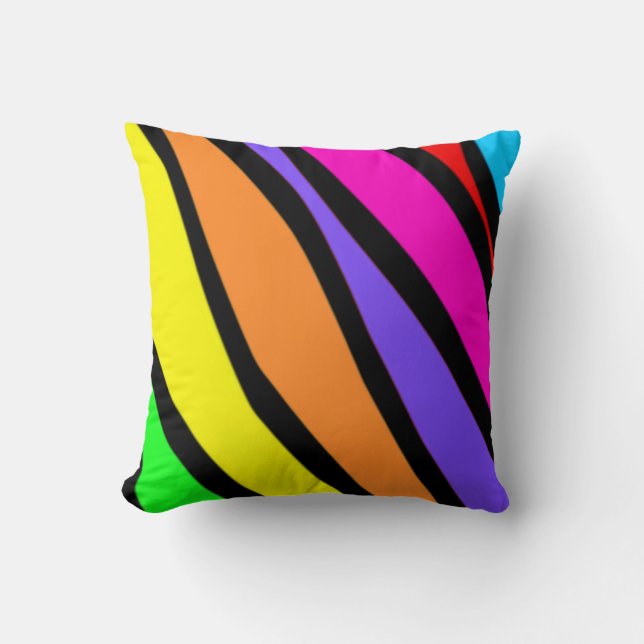 Flippiger RegenbogenZebra Stripes Kissen (Vorderseite)