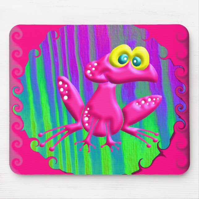 Flippiger Retro Friedensfrosch Mousepad (Vorne)