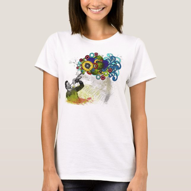 Flippiger Retro Trompeter T-Shirt (Vorderseite)