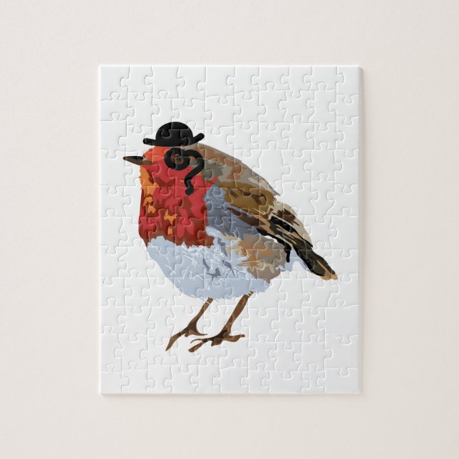 Flippiger Robin mit Monocle und Hut (Vertikal)