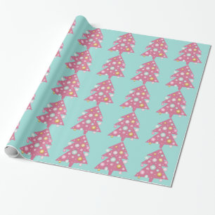 Flippiger rosa Weihnachtsbaum Geschenkpapier