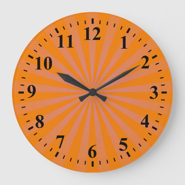 Flippiger Sun Rays Retro Streifen #4 Große Wanduhr (Vorderseite)