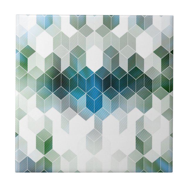 Flippiges blaues Würfel-Grafikdesign Fliese (Vorderseite)